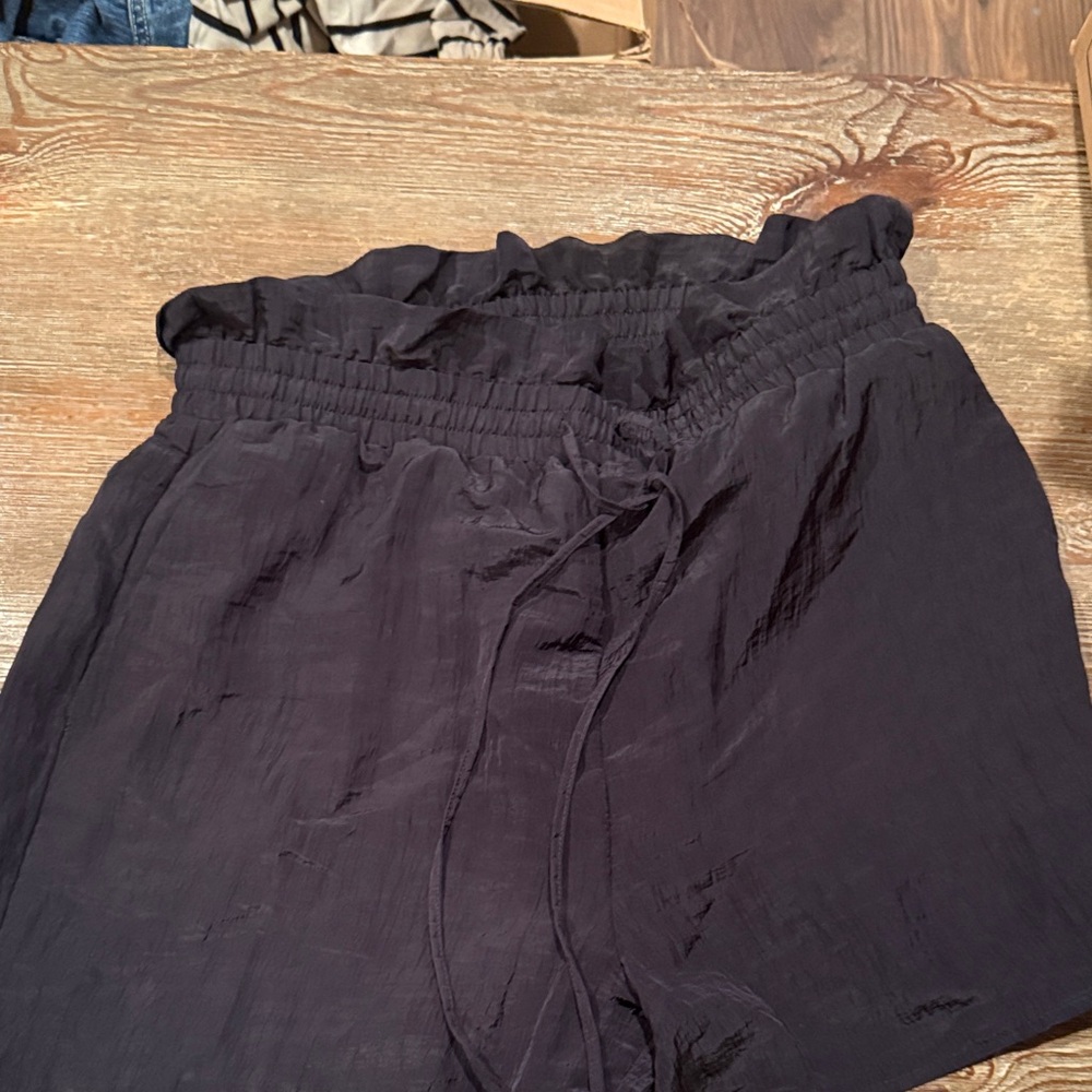 Black Ruffle Waist Pants